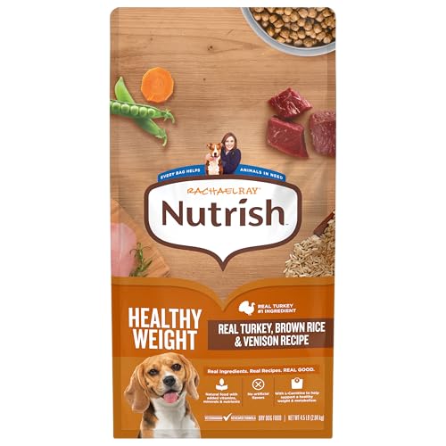 Nutrish Rachael Ray Healthy Weight Adult Dry Dog Food Real Turkey Brown Rice & Venison Recipe 4.5 lb. Bag
