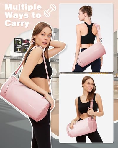 Image of Small Gym Bag for Women,Waterproof Mini Duffle Bag Womens Spotrs Workout Bags Small Travel Duffel Bag with Wet Pocket Carry on Weekender Bags for Dance Swimming,Gym,Yoga,Fitness Pink
