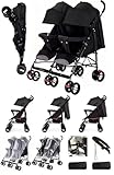 Rexhan Twin Baby Pram, 2 in 1 Foldable Double Baby Buggy, Tandem Pushchair, Twin All in One Stroller, Newborns, Infants, Toddlers, 0-4 Years, Lightweight, New