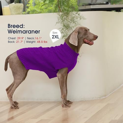 IECOii Hunde Pullover für große Hunde,XXL HundePullover WarmePullover Weste für den Winter,Strickhunde Pullover Hund Sweatshirt für großeHunde Junge Mädchen,Golden Retriever,Pitbull,Lila,2XL