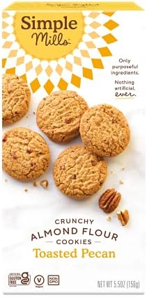 Simple Mills Almond Flour Crunchy Cookies, Toasted Pecan - Gluten Free, Vegan, Healthy Snacks, Made with Organic Coconut Oil, 5.5 Ounce (Pack of 1)
