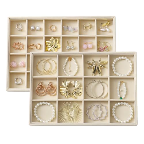 Image of Large Velvet Jewelry Tray Display Drawer Inserts 2 Pack