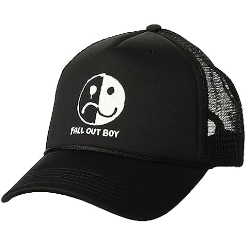 Fall Out Boy Unisex's Standard Smiley Frown Trucker HAT-Printed, Black Cover