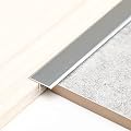 Trimold 3Pcs Aluminum T Molding Trim & Floor Transition Strips, Flat Divider Strip for Door Threshold and Joining Flooring Gaps of Laminate Planks Tile (3Ft x 0.8In, Matte Silver)