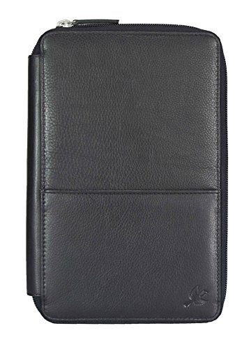 Image of HORNBULL Black Leather Travel Document Holder | Leather Passport Holder | Travel Organiser