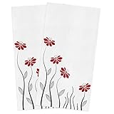 Küchentücher mit roten Blumen, saugfähig, für Küche, Blumenblätter, gestreifte Blätter, moderne Linien, geometrisch bedruckt, Bauernhaus-Küchenhandtücher, Geschirrtücher, Barhandtücher, 45,7 x 71,1 cm
