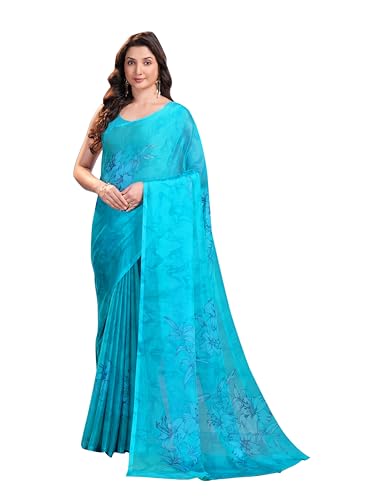 Image of Garden Vareli Floral Print Chiffon Saree