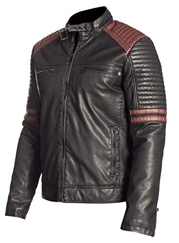 Image of Black Leather Jacket Men - Black Real Lambskin Mens Motorcycle Jacket
