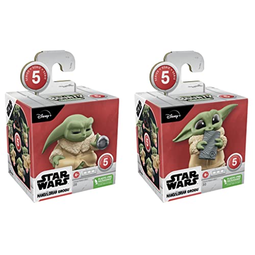 Hasbro Star Wars F5939 Bounty Collection Series 5, Grogu Figures 2 Pack, Practice, Toy for Kids Ages 4+, 5.5 cm, Force Focus & Beskar Bite