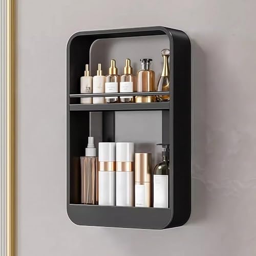 Étagère de rangement murale wc et meuble suspendu évier noir