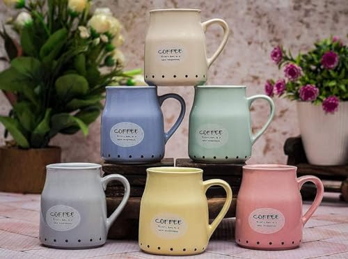 Image of Ceramic Multicolor Can Shape Tea Cup & Coffee Set,Microwave Safe Tea Cups for Home,Office and Everyday use for Cold & Hot Beverages Pack of 6