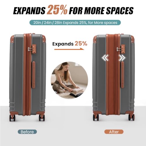 Image of KUNEL Luggage Sets 5 Piece, Hardshell Expandable Suitcase, 20 /24 /28inch