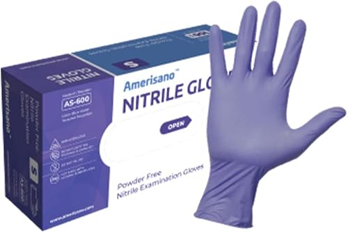 Amerisano Medical Exams Nitrile Gloves510(k), Disposable, Latex & Powder Free, 4 milPurple
