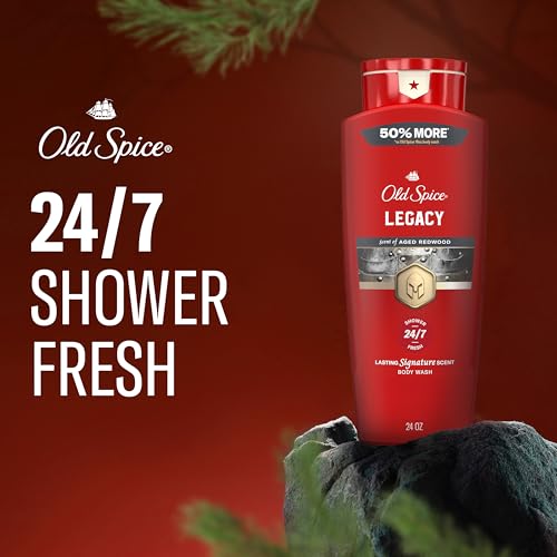 Image of Old Spice Body Wash for Men, 24 /7 Shower Fresh & Clean with Daily Use, Lasting Signature Scent, Refreshing Lather, Moisturizing Formula, Legacy with Coconut, Pine & Cedar Scent, 24 oz