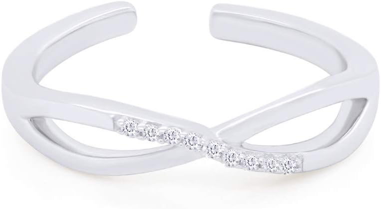 AFFY 14k Gold Over Sterling Silver White Natural Diamond Accent Infinity Toe Ring Adjustable