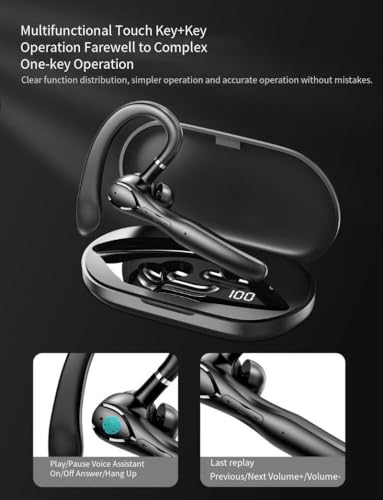 Auricular inalámbrico Bluetooth con micrófono y control táctil miniatura 6