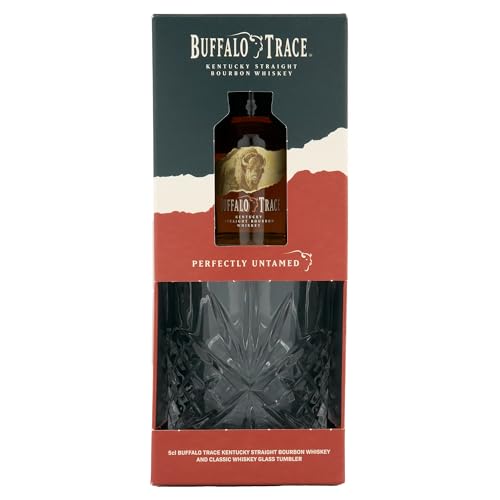 5cl Buffalo Trace Kentucky Straight Bourbon Whiskey (40% ABV) with Embossed Glass Tumbler Gift Set