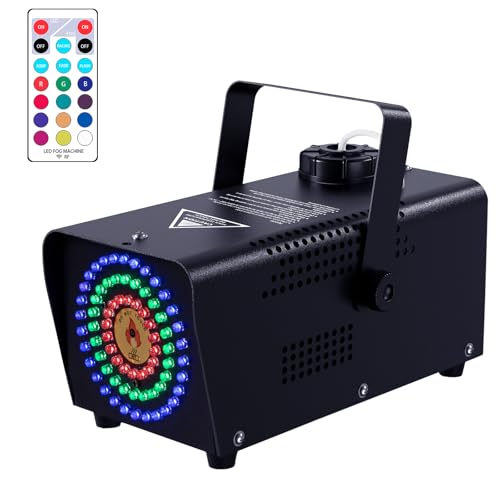 Professionelle Nebelmaschine mit 72 RGB-LEDs & Fernbedienung – 500W Leistung mit 2000 CFM (≈3400 m³/h) starker Sprühkraft – Ideal für Bühne, Disco, Halloween-Partys und Events