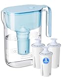 Waterdrop PT-11BL 7-Cup Alkaline Water Filter Pitcher with 3 Replacement Filters, Can Work with Brita® Water Pitchers & Filters, Smooth-Tasting Water, Increases PH, Up to 6 Months, Blue