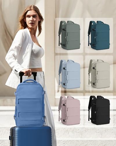 Image of coowoz Travel Backpack for Women Man Carry On Backpack Mochila de Viaje Waterproof Teacher Personal Item Backpack Travel Bag Essentials Rucksack Airplane Accessories Must Haves Sky Blue Small