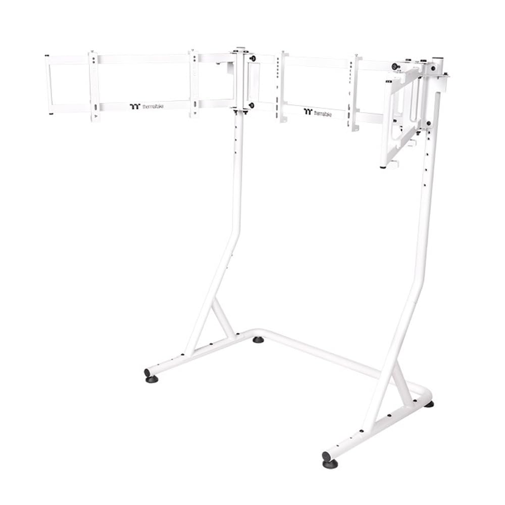 Thermaltake Triple Monitor Stand Pro | Snow | White Edition | Multi‑Display Mount | Adjustable | For Sim Racing & Flight Simulation
