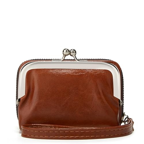 Linpr Porte Monnaie Femme en Cuir, Portefeuille Vintage, Pochette à Monnaie avec Plusieurs Fentes Carte, Petit Porte-Monnaie avec Fermeture Éclair, Portefeuille Zéro...
