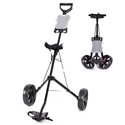GYMAX Chariot de Golf à 2 Roues, Voiturette Golf Pliable