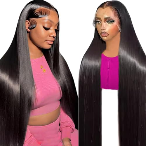 Image of 24 Inch 13x6 Lace Front Wigs Human Hair 200 Density Straight HD Lace Front Human Hair Wig Glueless Wigs Human Hair Pre Plucked Straight Frontal Wig for Women Natural Color