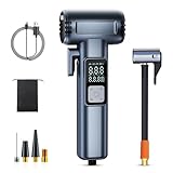Spalivivre Elektrische Luftpumpe, 150 PSI Tragbare Akku Kompressor, Fahrradpumpe Akku für Fahrrad, Auto, Motorrad, Bälle Als LED Taschenlampe, Powerbank