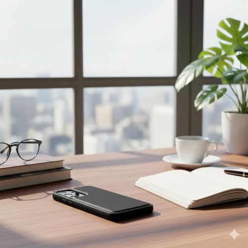 Image of Leather Case for Samsung Galaxy A55 Premium Protective Stylish Slim Cover with Shockproof Raised Edges Black
