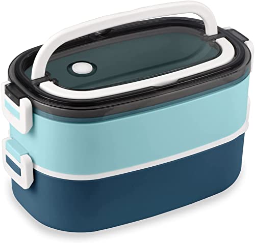 Adult Bento Box Lunch Box Large, NatraProw Leakproof Bento Box with Handle, 1600ML Bento Box with Utensils, Food Safe Material, Bento Box Microwave Safe, Reusable Bento Box Containers-Blue