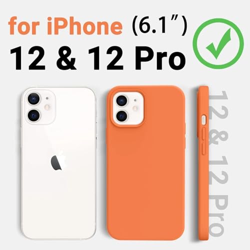 Image of Premium Liquid Silicone Case for iPhone 12 & 12 Pro - Slim Full Body Protective Back Cover with Soft Microfiber Lining, Anti-Slip Grip Scratch Resistant Phone Case(Orange)