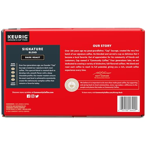 Image of Community Coffee Signature Blend 72 Count Coffee Pods, Dark Roast, Compatible with Keurig 2.0 K-Cup Brewers, Box of 72 Pods (Pack of 1)