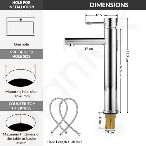 Image of Plantex Wash Basin Mixer Tap /Pure Brass Tap Handle and 304 Grade Stainless Steel Body /Hot & Cold Basin Mixer /Pillar Spout for Wash Basin /Deck Mount - (8013-2, Chrome)