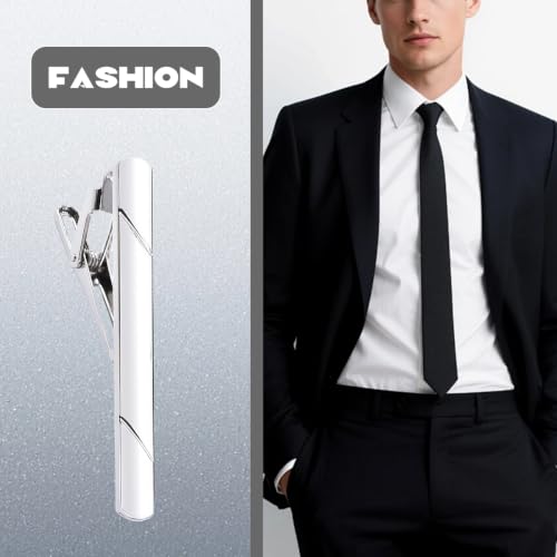 Image of Erioctry Mens Stainless Steel Tie Clips Minimalist Necktie Tie Bar Clasp Clip Clamp Pins Best Gift For Men Business Party Wedding Best Gift and Daily Life