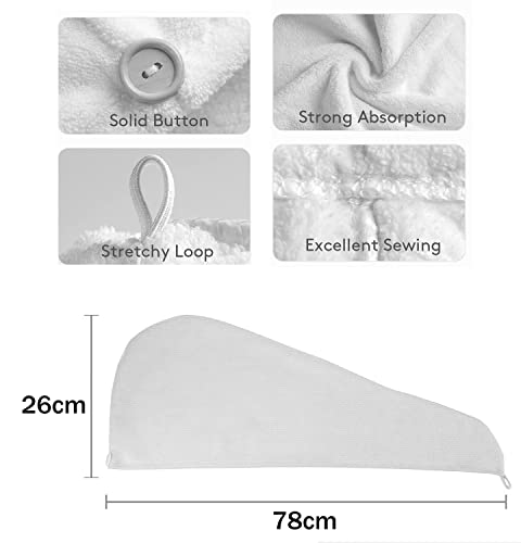 Image of Urbane Home Hair Wrapper|Hair-Drying Bathrobe Turban Towel|Stretchy Microfiber Quick Absorbent Hair Dry Salon Towel,Pack of 2 (White)