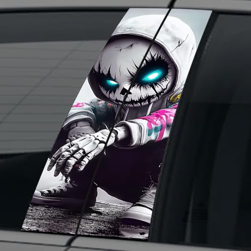 Image of Halloween Cars Body Horror Sticker, Classic Horror Movie Characters Peeking Decal Michae Waterproof Scary Vinyl Stickers for Bumper Car Decals 11in*18.89in (Side Skeleton Boy)