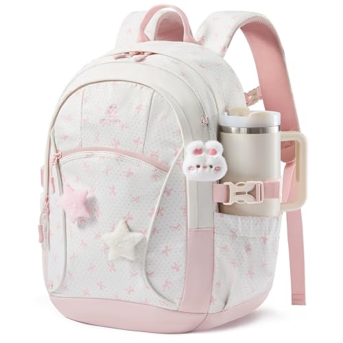 Image of LOVEVOOK School Backpack for Teen Girls & Kids, Lightweight Large Capacity Waterproof Bookbag with 15.6 inch Laptop Compartment, Cute Ergonomic Bag for Elementary Middle School Students
