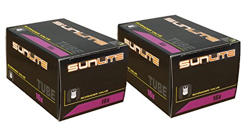 2 Pack - Tube, 16 x 1.95-2.125 32mm Reg Schrader Valve, Sunlite, Stroller, Youth Bike, Toddler Bike, Trailer.