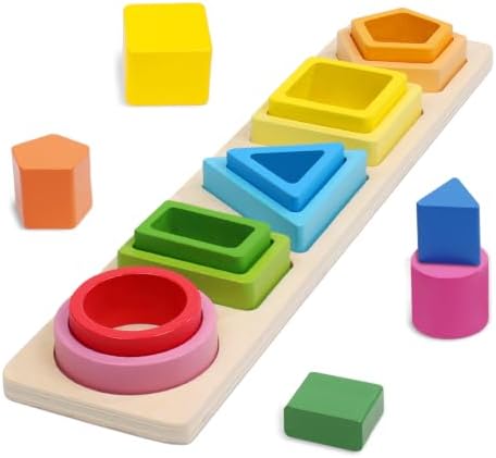wotoyd Montessori Spielzeug ab 1 2 Jahr,Holzspielzeug,Motorikspielzeug | Steckspiel,KinderSpielzeug ab 2 Jahre,Stapelspielzeug und Sortierspielzeug,Geschenk für Jungen Mädchen