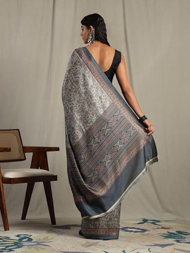 Image of Garden Vareli Pashmina Saree With Unstitched Blouse Piece