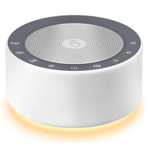 Image of Kipcush White Noise Machine for Baby & Adults, 30 Soothing Sounds, Soft Non-Glare Nursery Lamp, 8 Color Night Lights, Memory Function (New Ocean Theme, Standard)