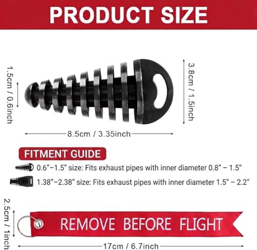 Image of Muffler Exhaust Wash Plug, Hoedia 2 Pack Wash Plugs with 2 Streamers, Fit most 2 Stroke Motorcycle Bikes with Rubber Exhaust Silencer (0.6-1.5 Inch)