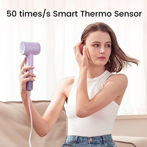 Laifen Hair Dryer Swift Se, 200 Million Negative Ionic Blow Dryer With 105,000 Rpm Brushless Motor 1400W Powerful For Fast Drying High-Speed Low Noise Hairdryer For Home, Travel (Matte Purple) #TOP3