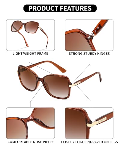 Image of FEISEDY Vintage Square Polarized Sunglasses Trendy Cateye Ladies Oval Elegant Sun Glasses for Women Men B2760