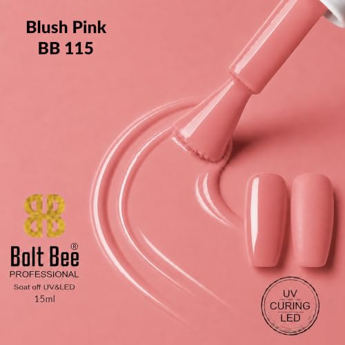 Image of BOLT BEE 15ML Gel Nail Polish 1Pc Clear Pink Glitter Nail Polish Soak Off UV LED Nail Gel Polish Nail Art Starter Manicure Salon DIY at Home, 0.5 OZ (1) (115)