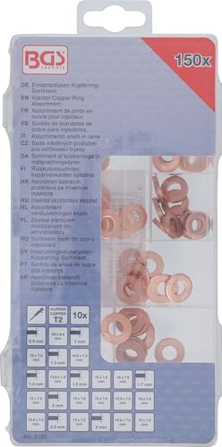 BGS 8120 | Einspritzdüsen-Kupferring-Sortiment | 150-tlg.