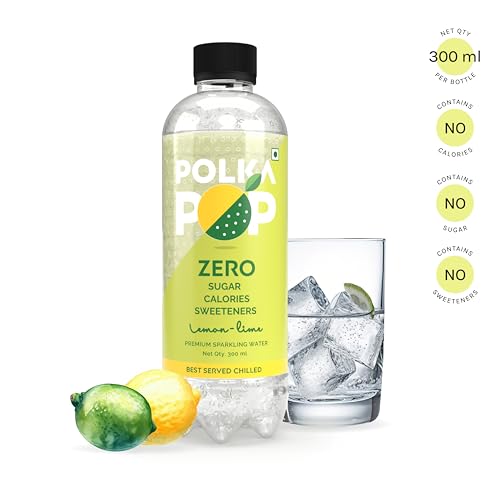 Image of POLKA POP - Flavoured Sparkling (Fizzy) Water | Lemon Lime & Peach | Pack of 24 (300 ml Each) | 100% Natural Flavour | Zero Sugar & Zero Calories | No Aspartame or Stevia