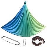MospdyGear Teal 150 cm x 280 cm Aerial Yoga-Hängematte Set, Bequeme Schaukel, Aerial Yoga-Set, Geeignet für den Innenbereich, Garten und Camping (Blaugrün)