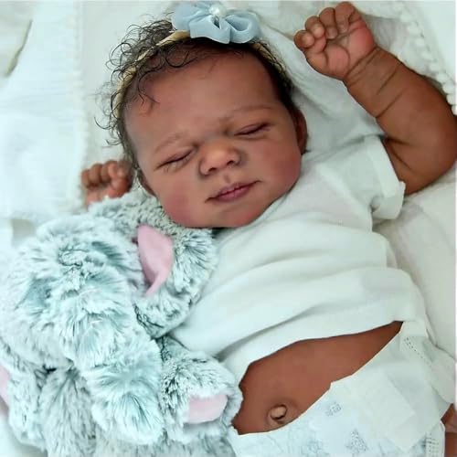 Muñeca Reborn Negra Anano 18 pulgadas con accesorios miniatura 5